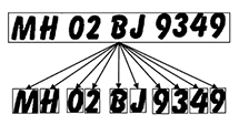 an icon of a number plate with numbers and text separated below, representing character segmentation for anpr systems.
