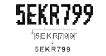 an icon of a number plate with numbers and text separated below, representing character segmentation for anpr systems.