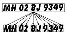 an icon of a number plate with numbers and text separated below, representing character segmentation for anpr systems.