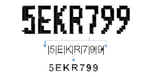 an icon of a number plate with numbers and text separated below, representing character segmentation for anpr systems.