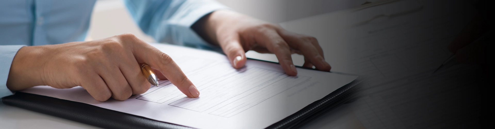 a banner image of a man pointing at a form, representing the enquiry form page for inquiries and support.