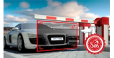 car entering parking area, anpr camera capturing license plate as boom barrier opens for access control