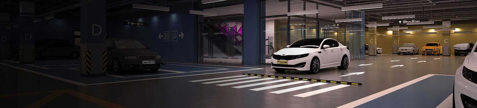 banner image of an indoor parking area with multiple cars parked, showcasing anpr parking solution for automated vehicle management and access control.