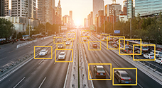 multiple cars passing on a city highway, tracked by anpr system and monitored for state security and traffic management
